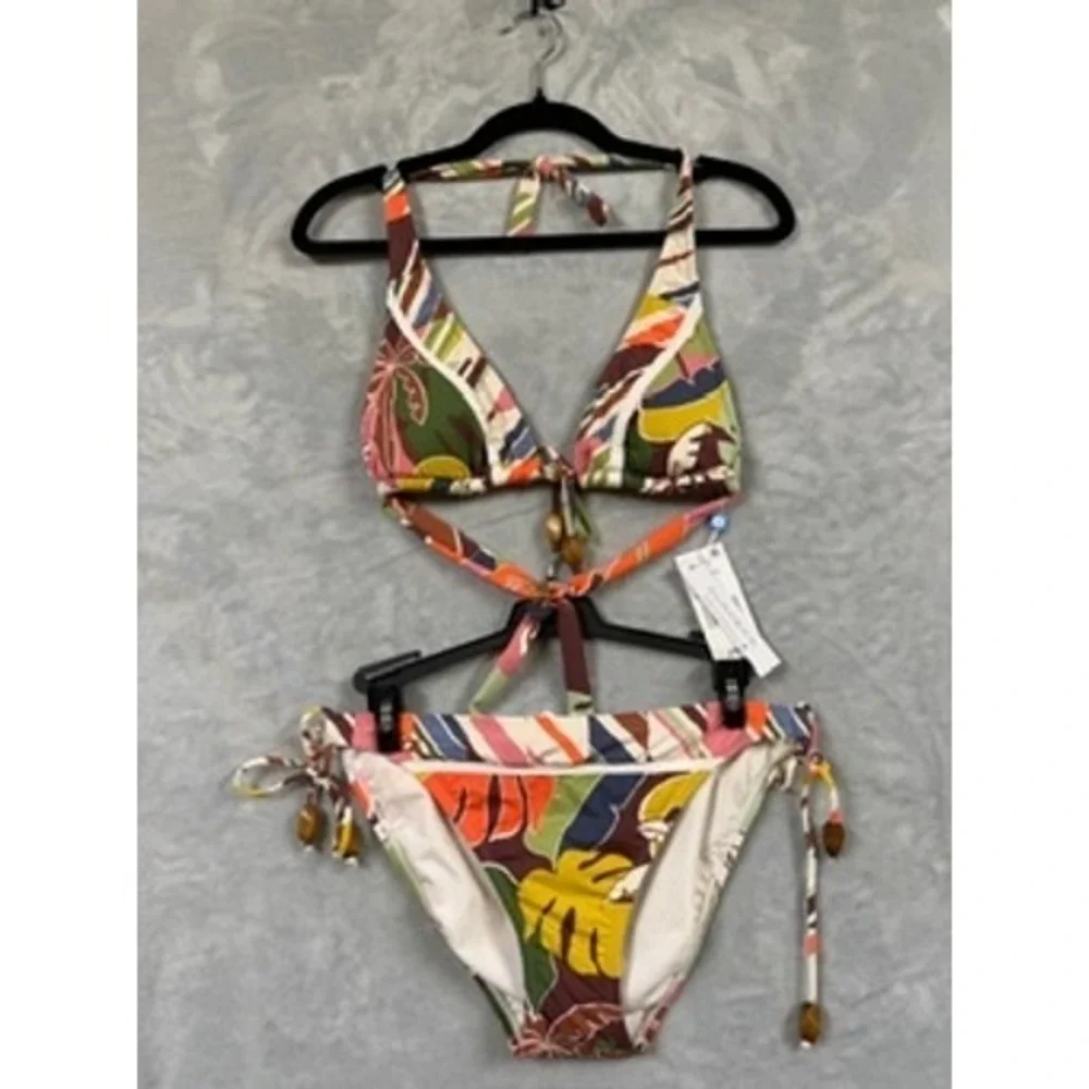 NWT Bleu Rod Beattie Bikini Set Womens Multicolor Tropical 2PC Swimsuit S $150